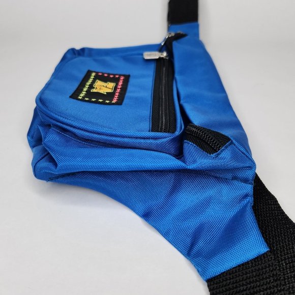 Retro 80s Blue TA Fanny Pack 3 Pocket Bum Bag Waist Wallet Crossbody - Picture 3 of 8